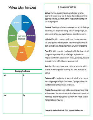 Wellness Wheel Worksheet  Form