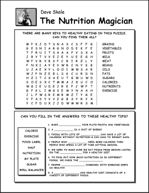 Nutrition Worksheet 1  Form