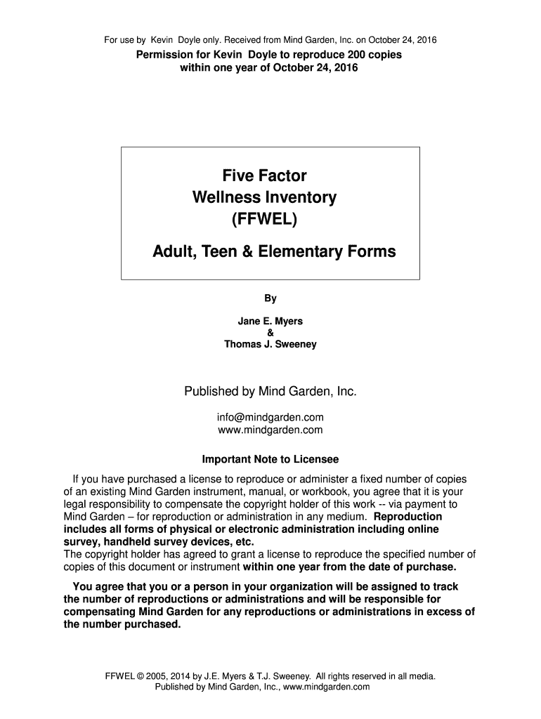 Wellness Inventory PDF  Form