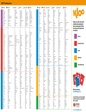 KLOO Vocabulary List  Form