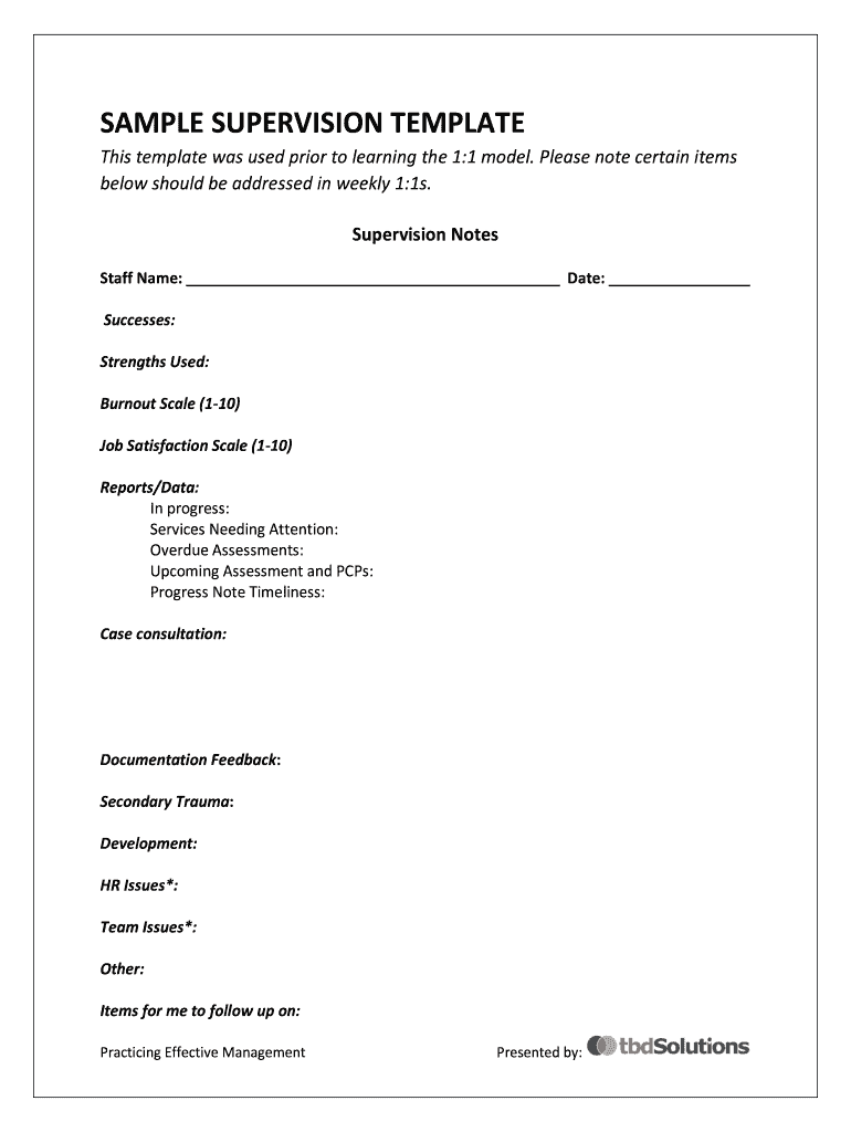 Supervision Notes Template  Form