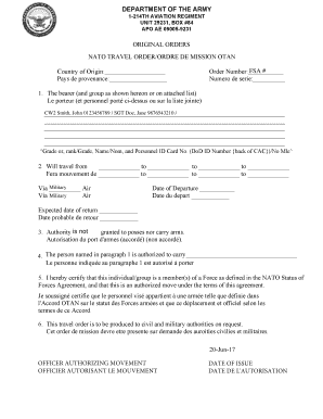 Nato Orders Template  Form
