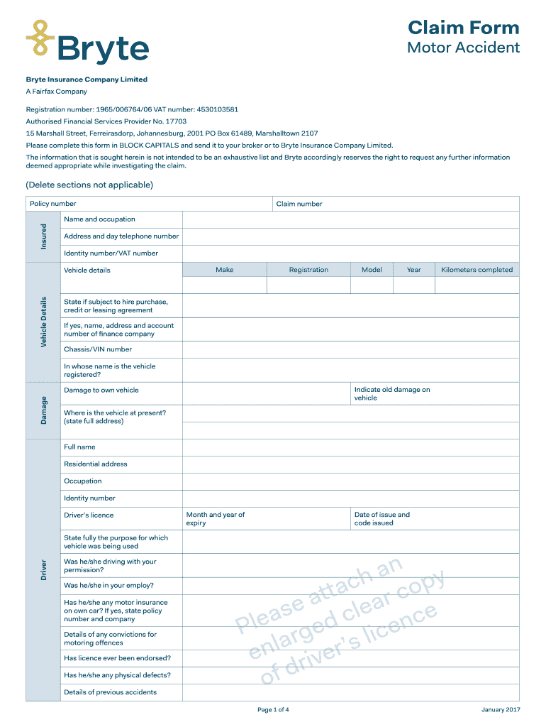 23 Claim Form Motor Accident Indd Bryte