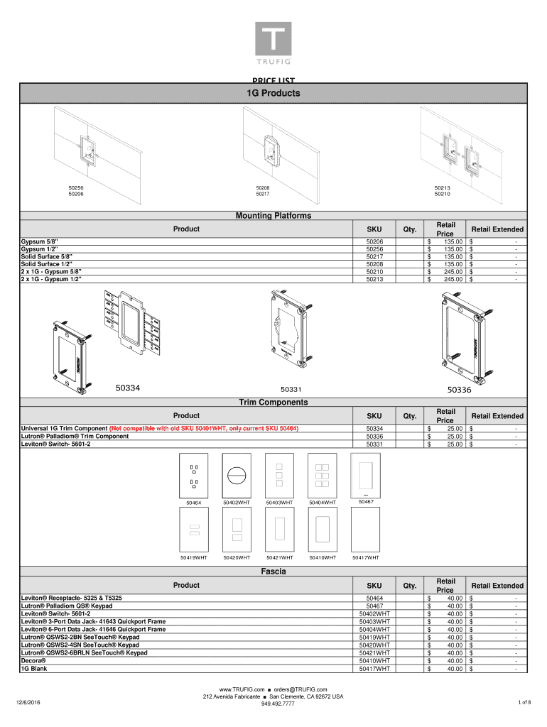 Trufig Price List  Form