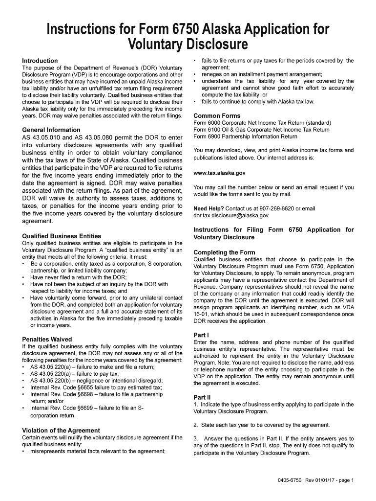  Instructions for Form 6750 Alaska Application for 2017-2024