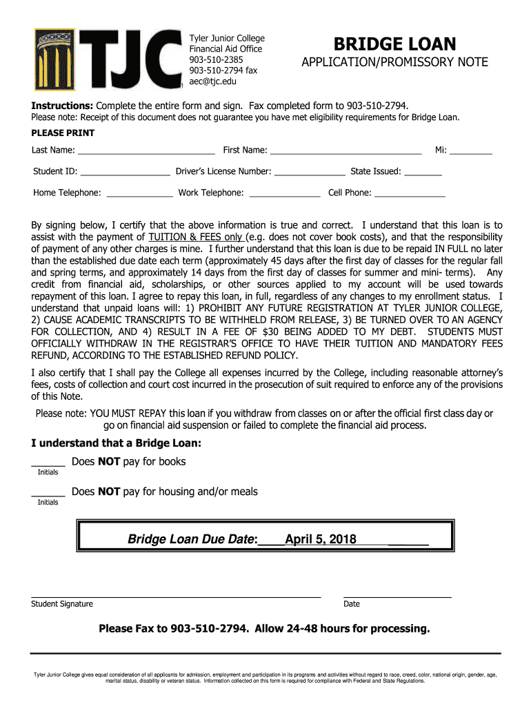 Bridge Loan TJC  Form