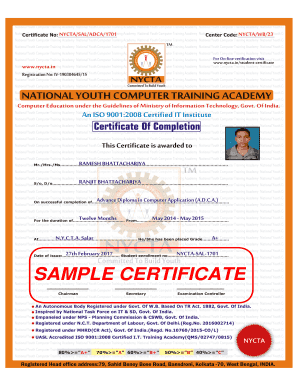 Adca Certificate PDF  Form