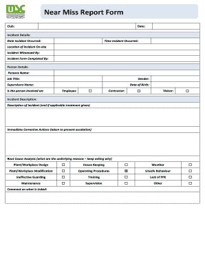 Near Miss Report Form