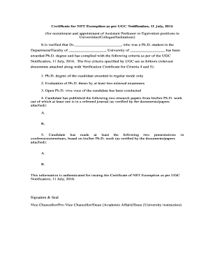 Net Exemption Certificate  Form