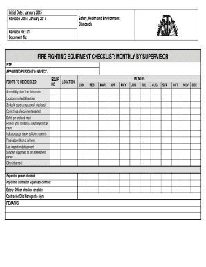 Fire Fighting Equipment Checklist PDF  Form