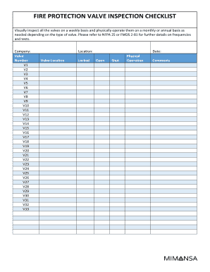 Valve Inspection Checklist PDF  Form