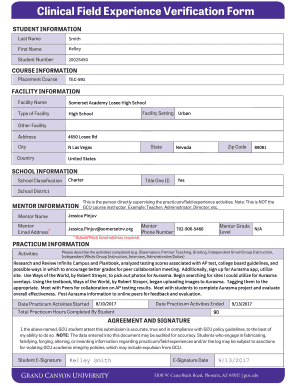 Clinical Field Experience Form