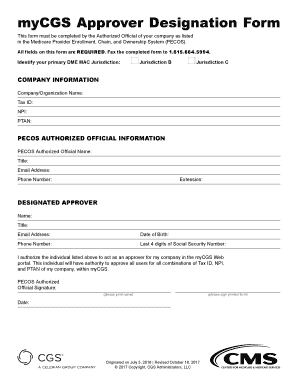 Mycgs Approver Designation Form