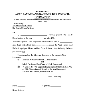 Ajk Bar Council  Form
