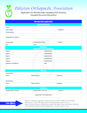 Pakistan Orthopedic Association  Form