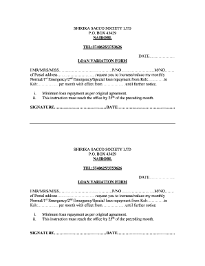 Shirika Sacco Loan Form