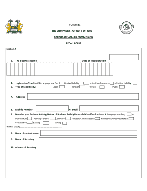 Corporate Affairs Commission Sierra Leone  Form