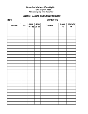 Disinfection Record  Form