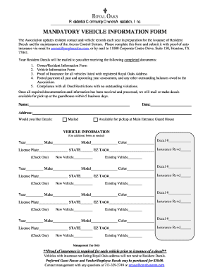 Vehicle Information Form