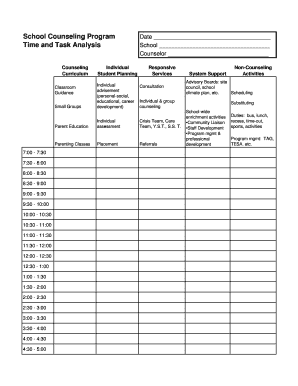 School Counseling Program Time and Task Analysis  Form