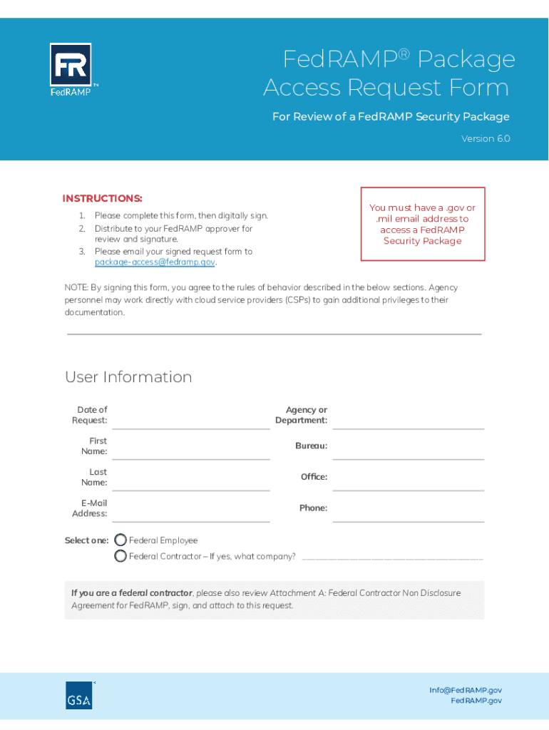 Federal Package Access Request Form for Review of