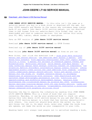 John Deere Lt150 Service Manual PDF  Form
