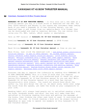 Kawasaki Bow Thruster Manual  Form