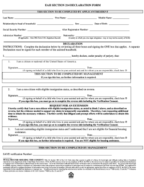 Eah Section 214 Declaration Form