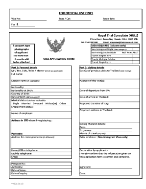  Visa Application Form Thai Consulate, Hull 2020-2024