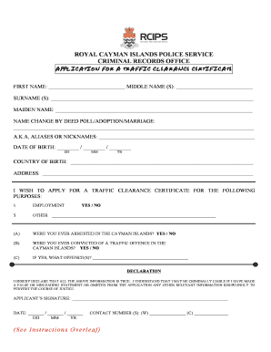  Traffic Clearance Certificate Application 2016