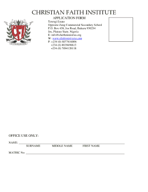 Christian Faith Institute Jos  Form