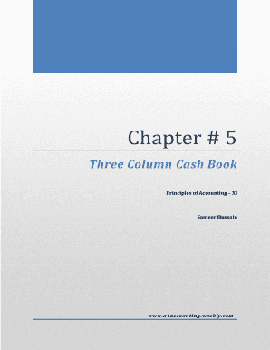 Triplethree Column Cash Book Accounting for Management  Form