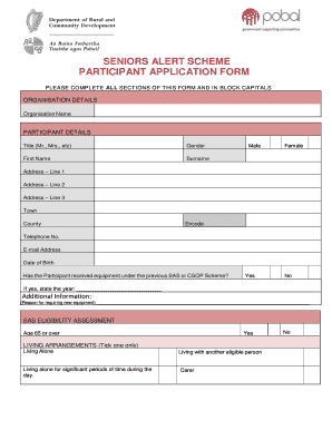 Seniors Alert Scheme Application Form