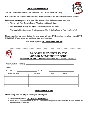 Pto Membership Form Template