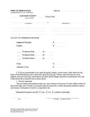 CC 1477 Writ of Fieri Facias  Form