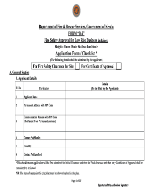 Fire Noc Checklist Kerala  Form