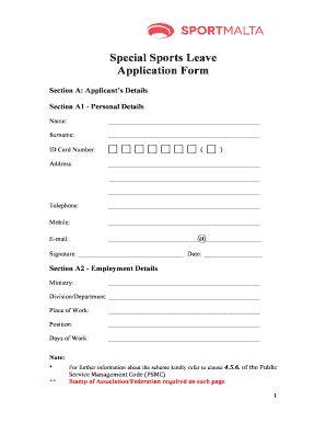 Sport Application Form