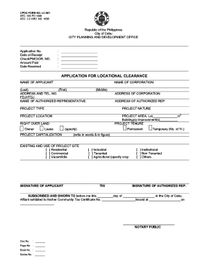 Locational Clearance Sample  Form