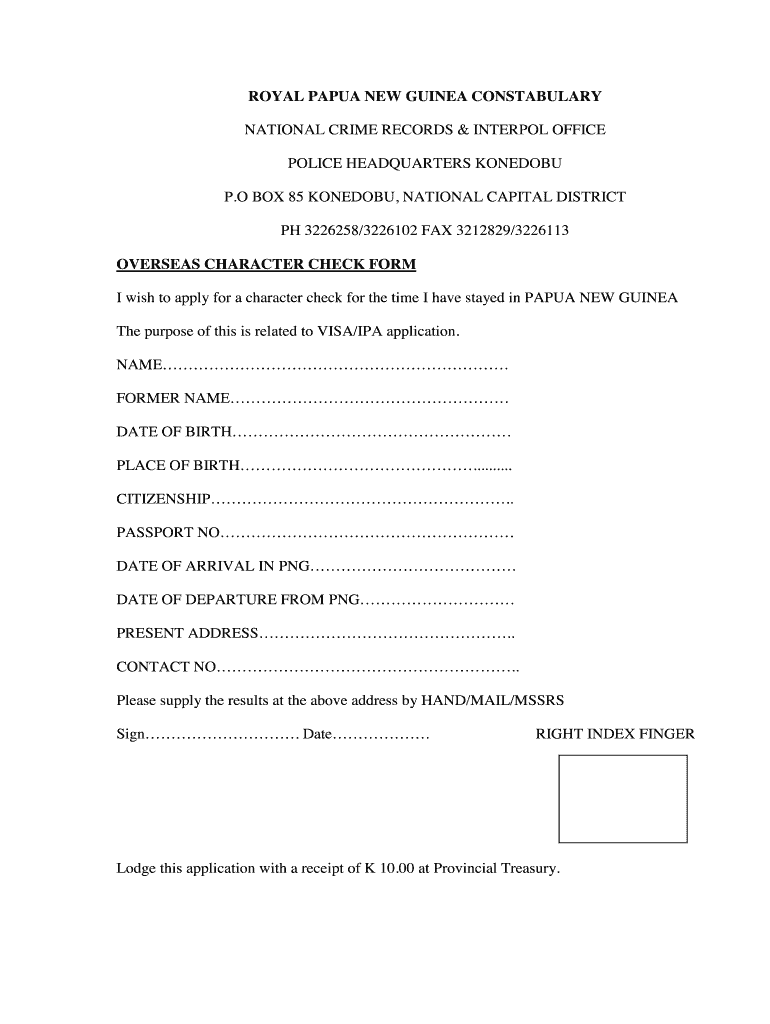 Overseas Character Check Form