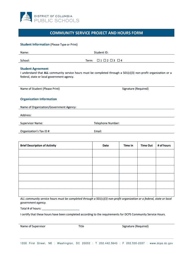 Dcps Community Service Forms