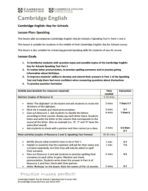 Cambridge Lesson Plan Sample PDF  Form