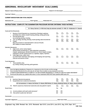 HSF 753A Abnormal Involuntary Movement Scale AIMS DOCX  Form