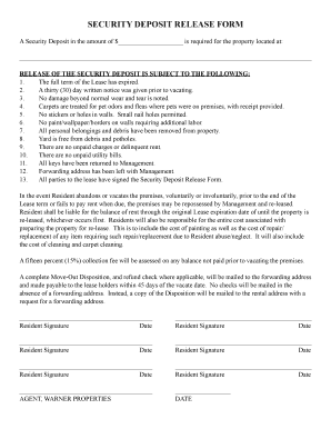 Deposit Release Form