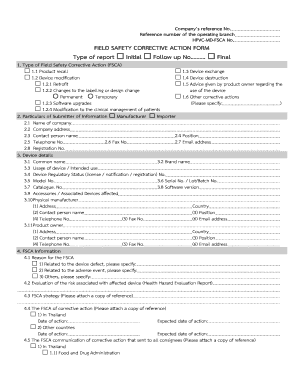 FIELD SAFETY CORRECTIVE ACTION FORM Type of