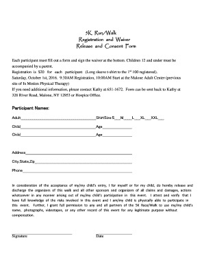  5k Waiver Template 2016
