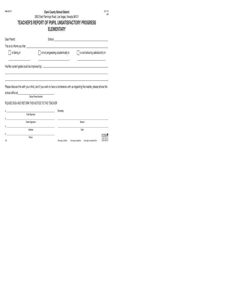 772 ElementaryUnsat Indd My CCSD Clark County School District  Form