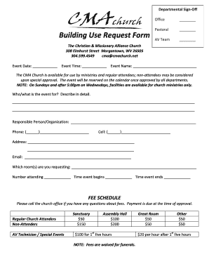 Building Use Request Form CMA Church