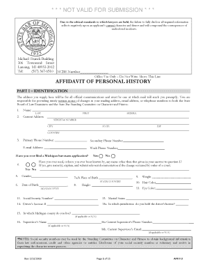 Get and Sign AFFIDAVIT of PERSONAL HISTORY Michbar Org 2018-2022 Form