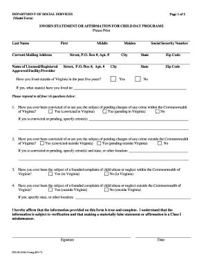 Sworn Disclosure Form Virginia