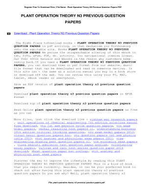 Plant Operation Theory N3 Question Papers  Form